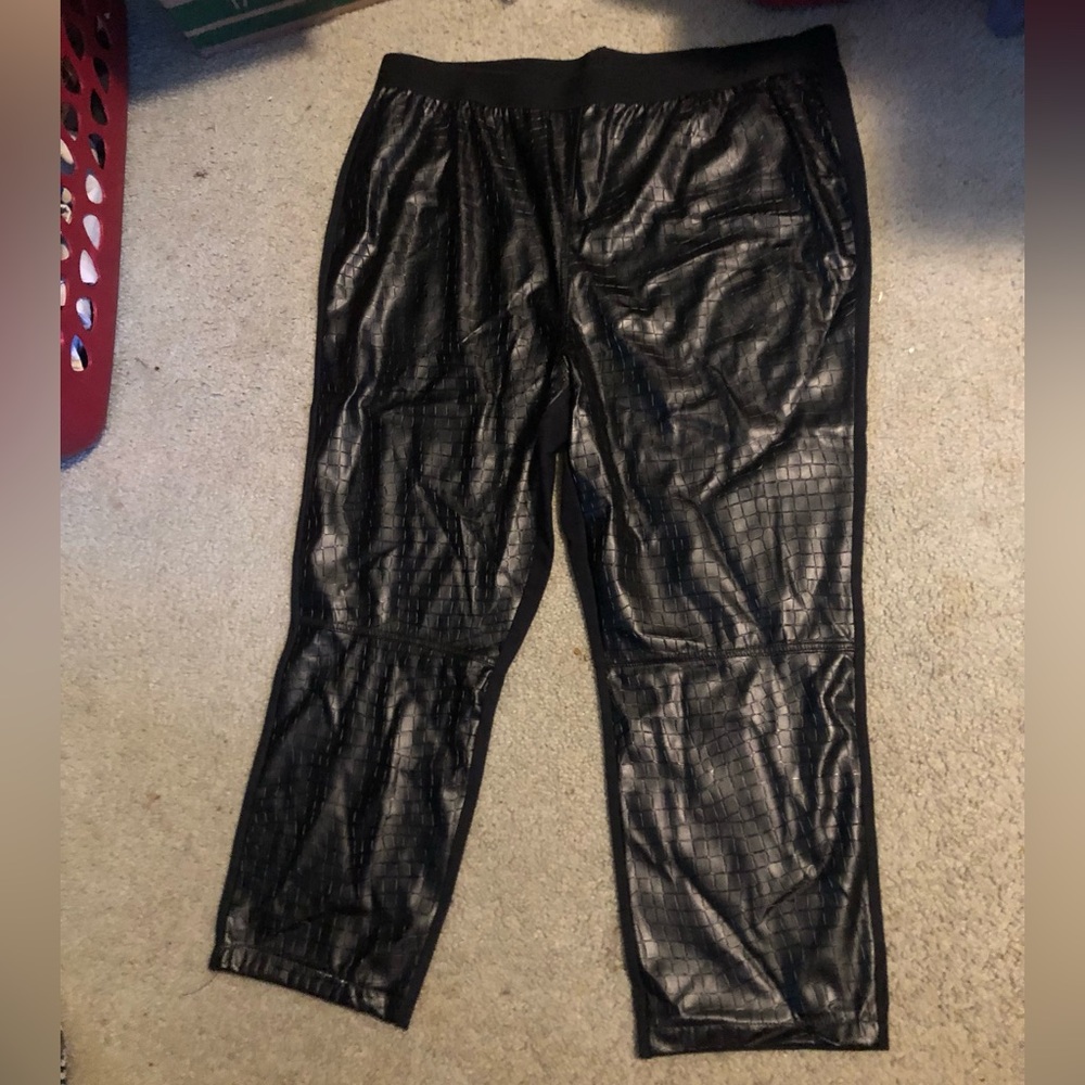 Roamans faux leather black pants size 18/20